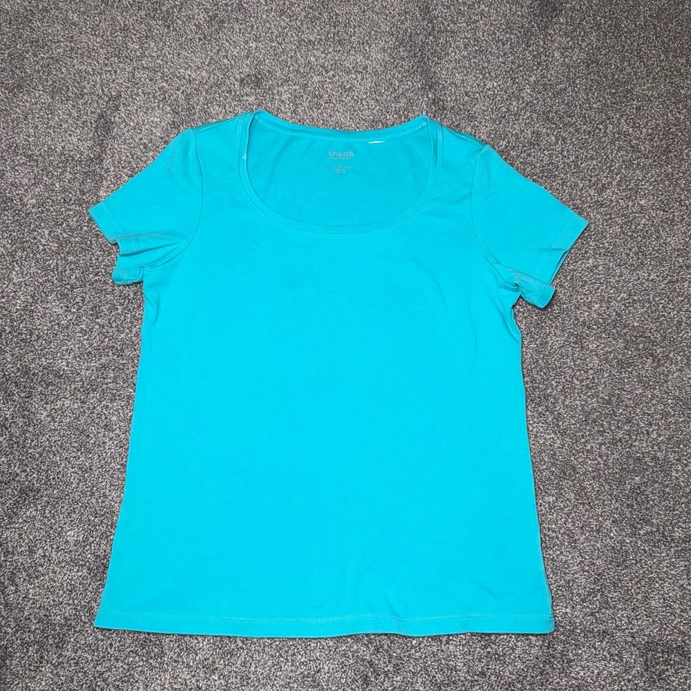 Chicos Women's Vibrant Teal Stretch fabric Short Sleeve Top Size 1 - Medium